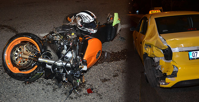 Otomobile çarpan motosiklet sürücüsü yaralandı 