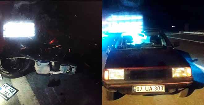 Antalya'daki kazada otomobil ile motosiklet çarpıştı