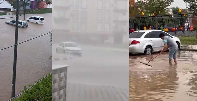 Antalya'da 15 dakikalık yağmur hayatı felç etti