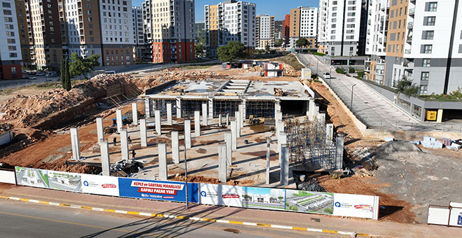 Kepez-Santral Mahallesi Kapalı Pazar Yeri inşaatı hızla yükseliyor
