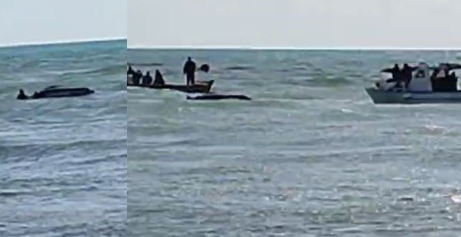 Alabora olan bottaki iki kişiyi balıkçılar kurtardı 