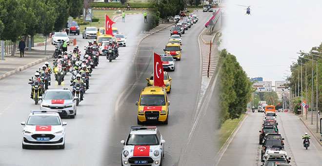Antalya’da helikopter destekli polis korteji 